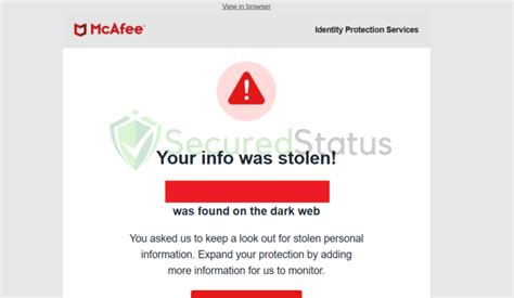 info@notification.mcaffee.com|mcafee your info was stolen email.